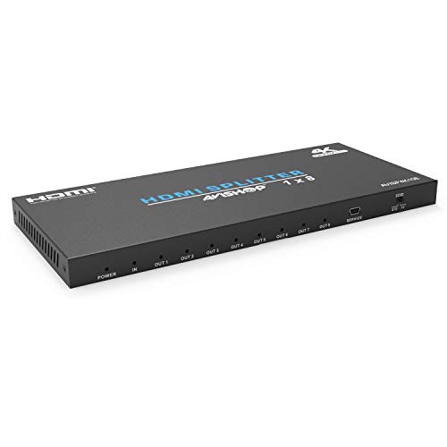 AVISHOP 18Gbps 1x8 HDMI Splitter 1 to 8 HDMI Output HDMI 2.0b/HDCP2.2 4K@60Hz 4:4:4 EDID Setting