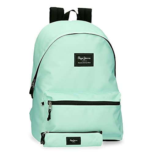 Pepe Jeans Aris Mochila para Portátil y Estuche Escolar 15,6" Azul 31x44x17,5 cms Poliéster 23,87L