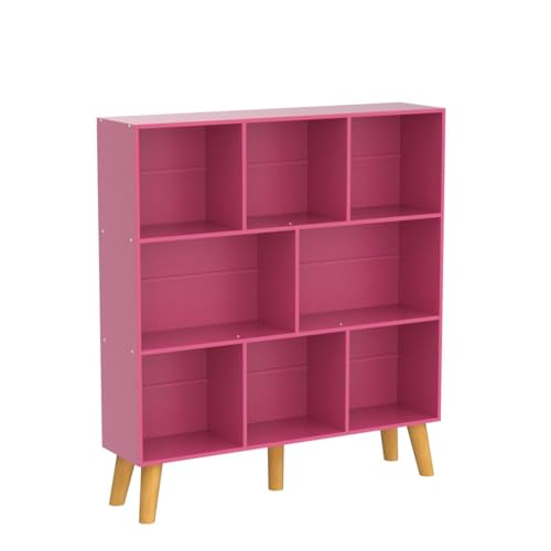 LEYAOYAO Bookshelf,3 Tier Book Shelf with Legs,Pink Modern Bookshelf,Large Freestanding Open Modern Bookshelves,Display Bookcases Decor Furniture for Nursery