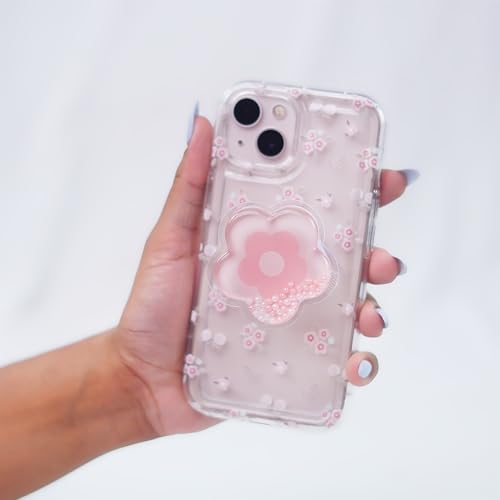 Image of Peeperly Back Cover Case for iPhone 14 Pro Max Scratch Resistant Anti-Slip TPU Shockproof Protective Durable Cute Korean Floral Phone Gripper Case for Girls & Women(Pink)