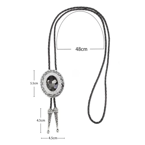 Image of Western Bolo Tie Cowboy Bolo Ties Rhinestone Necklace Bola Tie for Men Women
