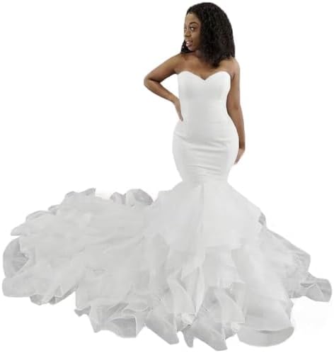 XYAYE Mermaid Wedding Dresses for Bride Wedding Gowns with Cascading Dress