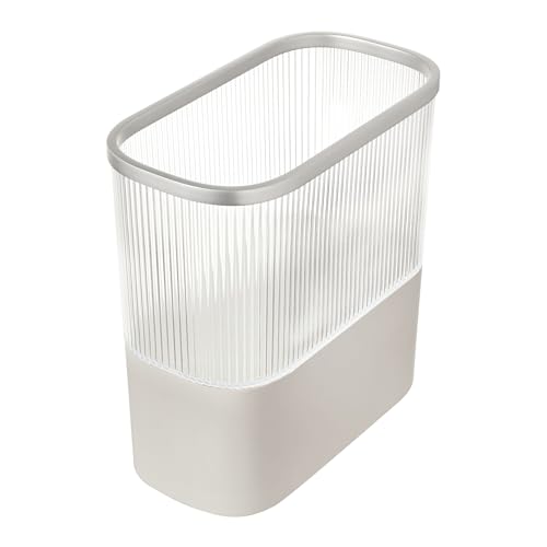 Image of iDesign Fluted Plastic Bathroom Trash Can, Clear /Satin /Gray | Storage for Toilet Paper