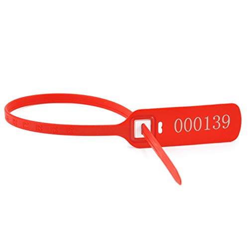 Etichette in plastica, sigilli ermetici numerati, blocco a clip, inserto in metallo, 400 mm, multicolore (rosso, 500 pezzi)