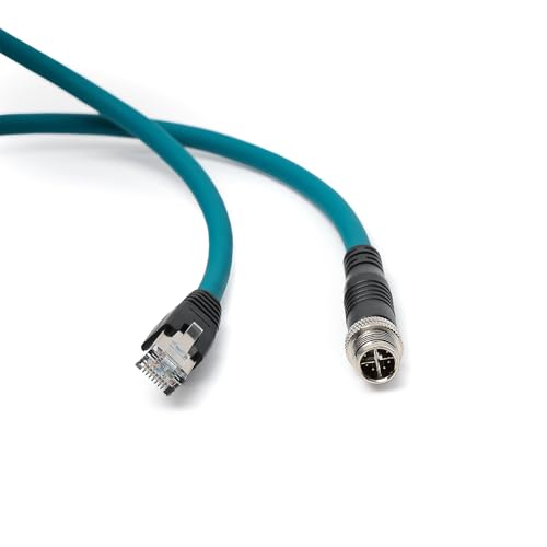 Eonvic Cognex Industrial Camera Ethernet M12 X-Type 8 Pin Male to RJ45 Cat-7e high-Flex Cable (1M, Blue)