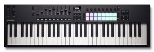 Audiosavings Bundle: Novation LAUNCHKEY 61 MK4 61-Key USB MIDI Ableton Live Keyboard Controller Bundle with Rockville AIR-BENCH Keyboard/Piano Bench Chair Hydraulic Air Lift+Comfy Padding (2 Items)