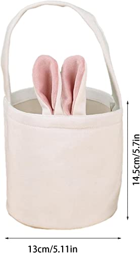 Image of Easter Baskets for Kids Easter Eggs Basket Bunny with Rabbit Cotton Rope Storage Basket for Gift