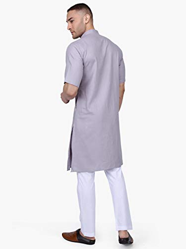 Image of Rajubhai Hargovindas Men's Premium Cotton Half Sleeve Solid Kurta