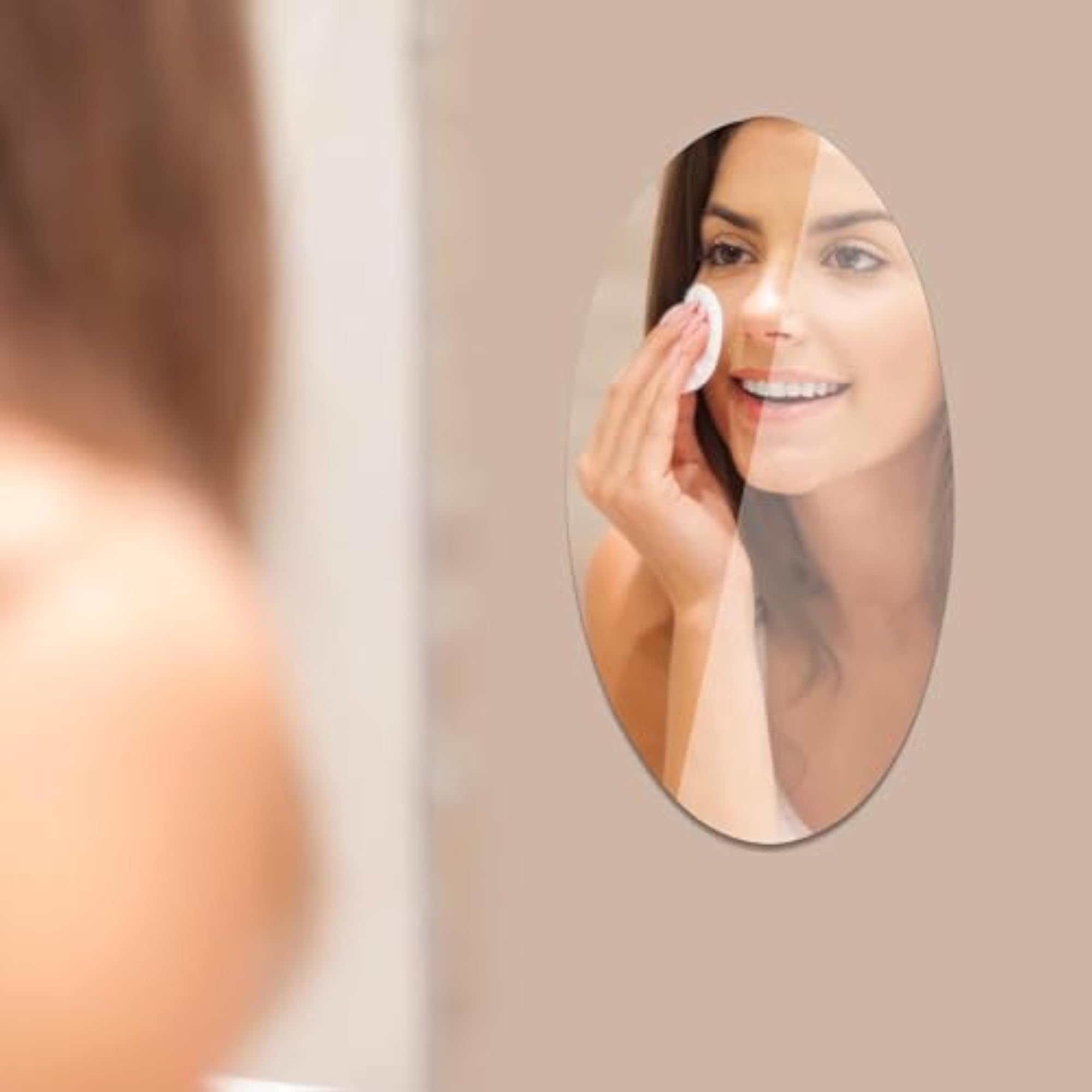 Plastic Oval Shape Self Adhesive Mirror Sticker for Wall