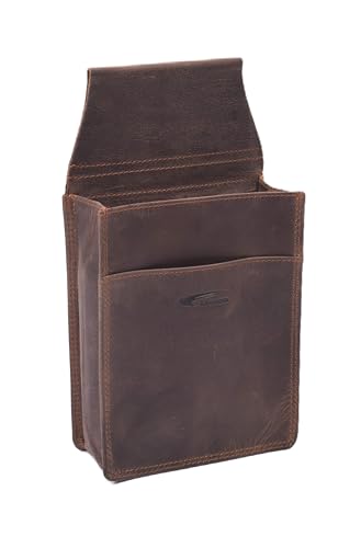 Menzo Kellnerholster aus echtem Büffelleder Handgefertigtes Halfter für Kellnerbörsen Holster mit Zusatzfach Gastronomie-Zubehör für Damen & Herren (Marrone)