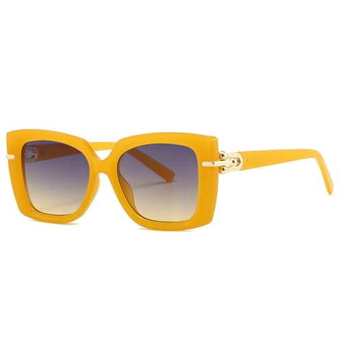 Lunettes de soleil tendance femmes UV400 verres dégradés jaune gris accessoire été