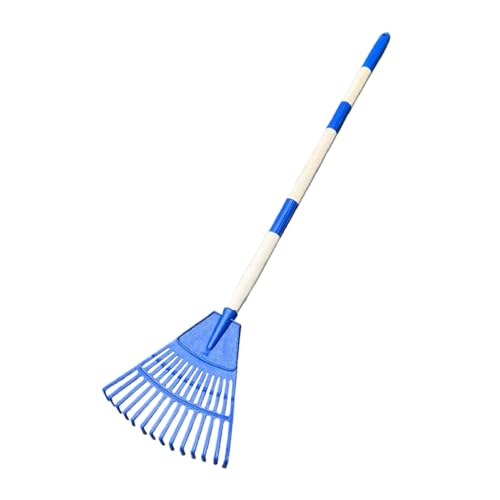Rastrillo de hojas para jardín de 14 dientes, rastrillo de césped doméstico, escoba con mango ergonómico para jardín, camping al aire libre, gravas, césped,