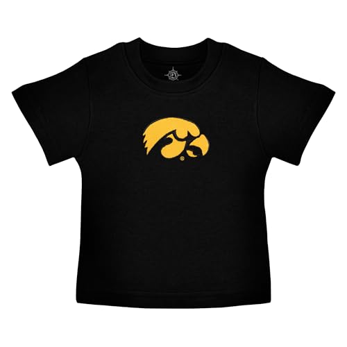 Creative Knitwear Iowa Hawkeyes Infant Unisex Black Solid Short Sleeve Crew Neck T-Shirt Embroidered Logo - Size 24 Months
