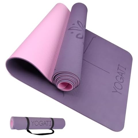 YOGATI Yoga Mat with Alignment Lines Cover