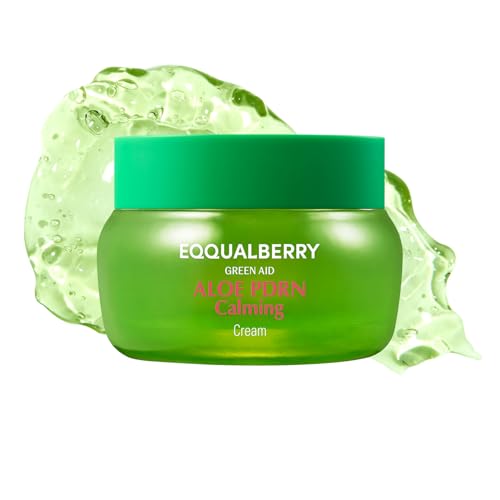 EQQUALBERRY ALOE PDRN Calming Cream | 7% Aloe PDRN & 10% Aloe Vera Water + 5-Cica | Cooling Gel Moisturizer for Oily Skin, Barrier Repair & Blemish Marks | Korean Skincare (1.69 fl.oz / 50ml)