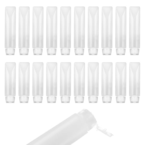 30ml 50ml Travel Bottles for Toiletries, 20 Pcs Clear Plastic Empty Transparent Refillable Squeeze Bottles with Flip Cap, Portable Refillable Travel Containers for Toiletries Shampoo Lotion Makeup