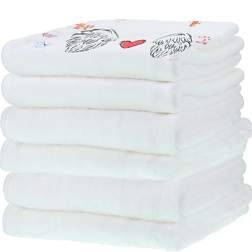 Preboun 6 Pcs Sublimation Throw Blanket, 30 x 40 Inch Thick Plush Baby Blankets, Soft Fuzzy Blanket White Blank Blanket for DIY Custom Personalised Sublimation Photo