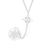 VASSAGO Collana con nodo delle streghe Collana con pendente cubo di Metatron in acciaio inossidabile Amuleto di protezione con nodo celtico Gioielli di stregoneria (collana lunga d'argento)