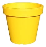 Rammento 47.5cm ⌀ Large Plant Pot Indoor/Outdoor, Yellow | 43cm Tall Plastic Garden Pot for Plants | UV-Resistant Planter for Home & Garden | Contemporary House Plant Pot with Drainage Holes