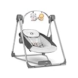 lionelo Otto Dondolo per Neonato e Bambini fino a 9kg Sdraietta con Giocattoli 5 Velocità Suoni Rilassanti Della Natura Altalena Portatile e Pieghevole Cinture a 5-punti Cavo di USB, Grigio