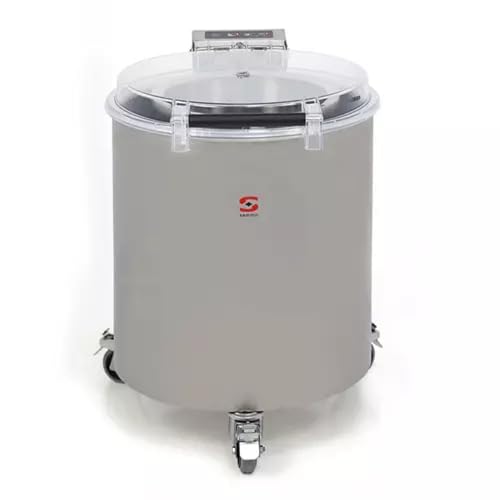 Sammic ES-100 Electric Salad Dryer, 13 lb. (6kg/10 gal.) Capacity, 2-Speed, 250 800 lbs/hr Draining Output, Stainless Steel Basket, Self-Opening Clear Lid, Commercial Salad Spinner with Casters, NSF