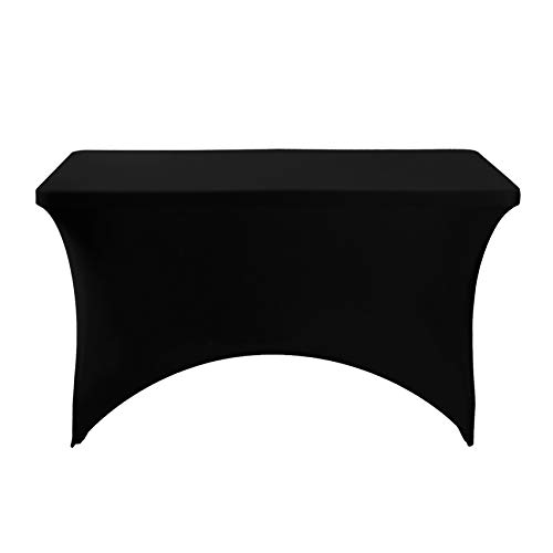 Hezuzo Spandex Table Cover for 4FT or 6ft or 8ft Table Universal Fitted Stretch Tablecloth for Party, Banquet, Wedding and Events-Black by Hezuzo - Image 2