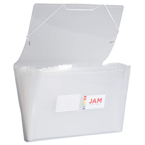 Jam Paper Accordion Folders - 13 Pocket Plastic Expanding File - Legal Size - 10 X 15 - Clear - Sold Individually #TOP15