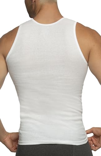 Buffalo Men’s Ribbed A-Shirts 5-Pack – Classic Fit Cotton Tank Tops, White Undershirts4