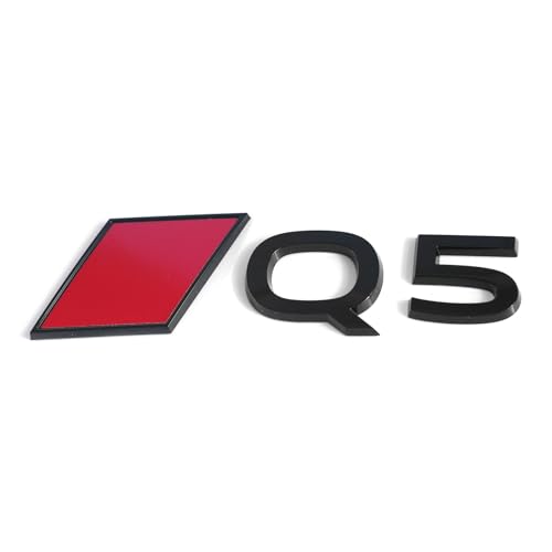 Audi 8MA853740A5FQ Schriftzug Q5 Aufkleber Modellbezeichnung Emblem Logo Buchstaben Modellschriftzug, schwarz, mit Audi Sport Raute in rot