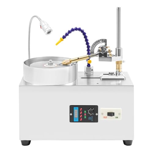 Gem Faceting Machine, 180W Jade Grinding and Polishing Machine with Angle Positioning, Fine Adjustment Controller, Silent Bearings, Rock Polisher for Jewelers & DIY Crafting
