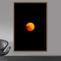 Framed Canvas Wall Art Moon Astronomy & Space Bedroom Colorful Contemporary Moon Multicolor Photography - 16x24 inches