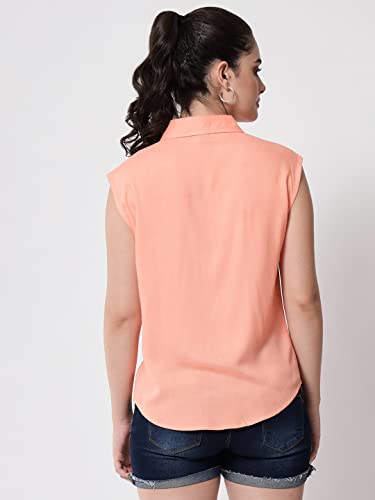 Image of FUNDAY FASHION Women's Rayon Blend Regular Fit Solid Casual Sleevesless Shirt (Pack of 2)