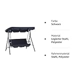 Outsunny Hollywoodschaukel Gartenschaukel Schaukelbank 3-Sitzer mit Dach Stahl Schwarz 172x110x152cm - 10