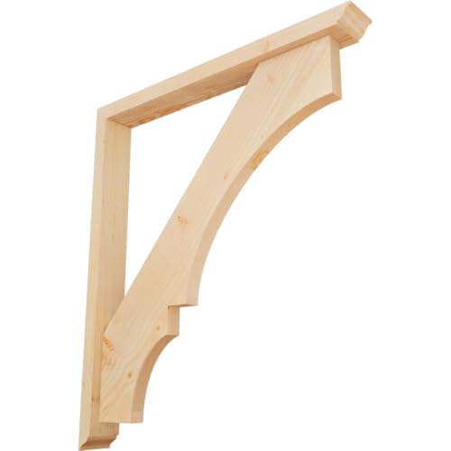 Ekena Millwork BKT0402X30X34BOA01SDF Balboa Traditional Smooth Bracket w/Offset Brace, 30"D x 34"H, Douglas Fir