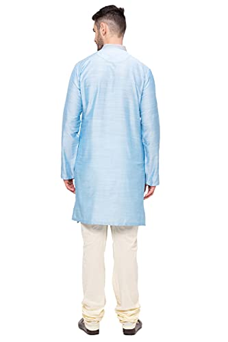In-Sattva Men's Indian Embroidered Banded Collar and Placket Royal Kurta Tunic4