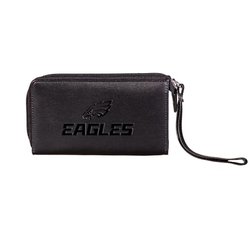 Team Sports America NFL Leather Wristlet Wallet for Women (Philadelphia Eagles, Black)