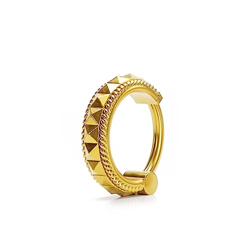 Pyramid Nose Ring Hoop, Nose Clicker Hoop, Geometric Nose Ring, Handmade Edgy Body Jewelry By Umanative Design (18K Gold Vermeil) #TOP7