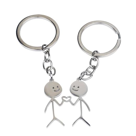 PLABBDPL 2pcs Llaveros con Figura Sonriente, Ideal para Parejas, Corazón Regalos Originales y Románticos para Novios y Enamorados, Idea de Regalo para Hombre en San Valentín o Aniversario de Pareja
