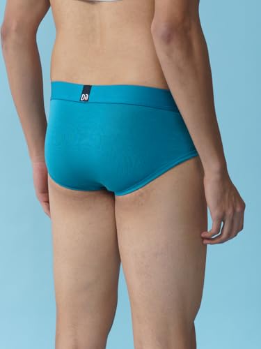 Image of DAMENSCH Modal Regular Fit Solid Brief Underwear Anti-Bacterial Moisture Wicking Breathable Microfibre Waistband Deo-Soft Briefs for Men-Complete Black, Ocean Depths-L