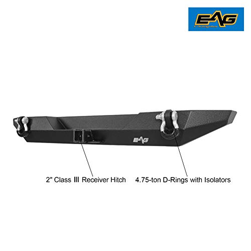 Eag Rear Steel Bumper With D-Ring And Hitch Receiver Fit For 87-06 Wrangler Yj Tj #TOP4