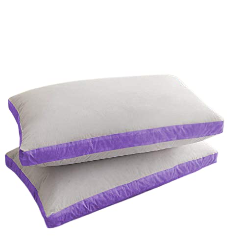 Angel Mommy Pregents Hypoallergenic Gusseted Pillow - Side Back Sleepers Set of 2, Standard (17'x27'Inch), Purple-White