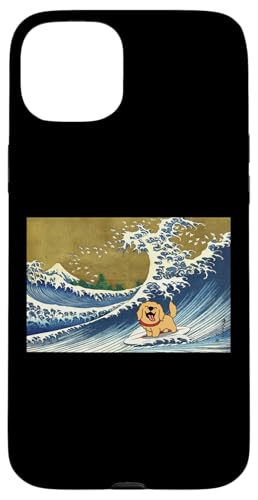 Funny Retro Vintage Surfing A Wave Golden Retriever Lover �X�}�z�P�[�X iPhone 15 Plus �p
