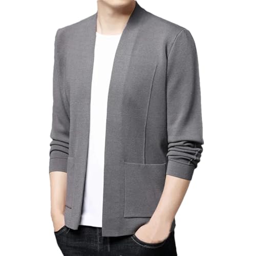 Men's Cardigan Sweater Long Sleeve Slim Fit Casual Solid Color Knitted Sweaters