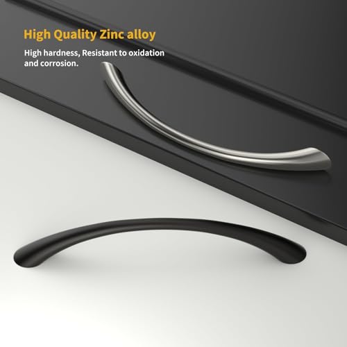 Goldenwarm Curved Cabinet Handles, 5 Inch 20 Pack Brushed Nickel Drawer Pulls, Solid Zinc Alloy Hardware for Dresser Drawer, Smooth Edge and Screws Included by Goldenwarm - Used condition - Image 3