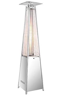 Vivicreate Pyramid Propane Patio Gas Heater 42000 BTU with Quartz Glass Tube Auto Ignition Wheels Ground Nails for Outdoor Commercial Restaurant Garden