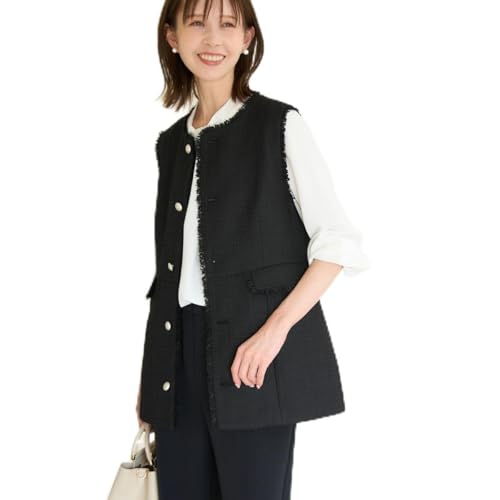 [ロペピクニック] ジレベスト リボンテープツイードメタルボタンジレベスト レディース GDV54000 ブラック（０１）のサムネイル