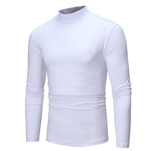 BEIBEIA Mock Neck Pullover for Mens, 2022 Fall Elastic Cotton Slim-fit Solid Color Turtleneck Basic Tops Warm Undershirt Cotton Linen Blend Soft Comfy Breathable Loose Baggy Regular-Fit Work Shirts