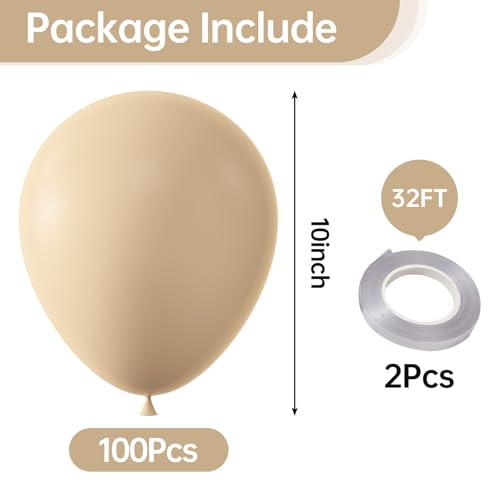 Image of KALOR 10 Inch Beige Balloons, 100 Pcs Latex Helium Balloons for Kid's Birthday Party Baby Shower Wedding Graduation Graduation Party Decorations