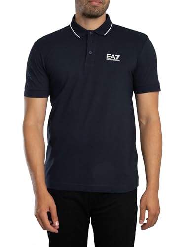 Polo EA7 Homme bleu d'une finition irréprochable avec détails logo chic