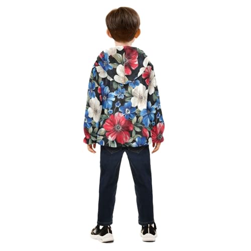 Watercolor Floral Girls Fleece Jacket Girls Fall Jacket Girls Zip Up Hoodie Girls Sherpa Jacket 2-10T4